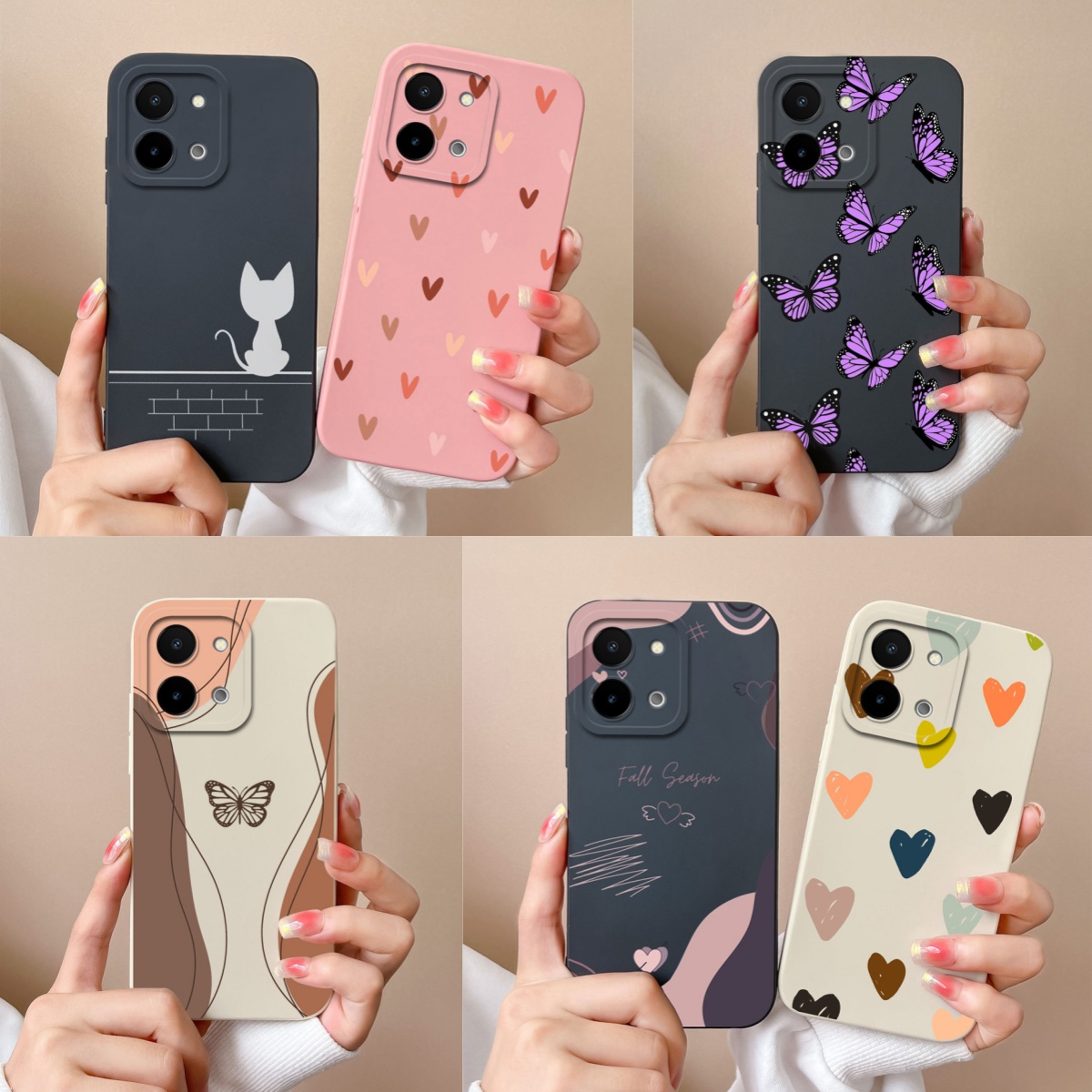 Vivo Y28 - Vivo Y28 Y28S ケースシンプルな蝶高品質液体シリコーンバックカバー Vivo Y