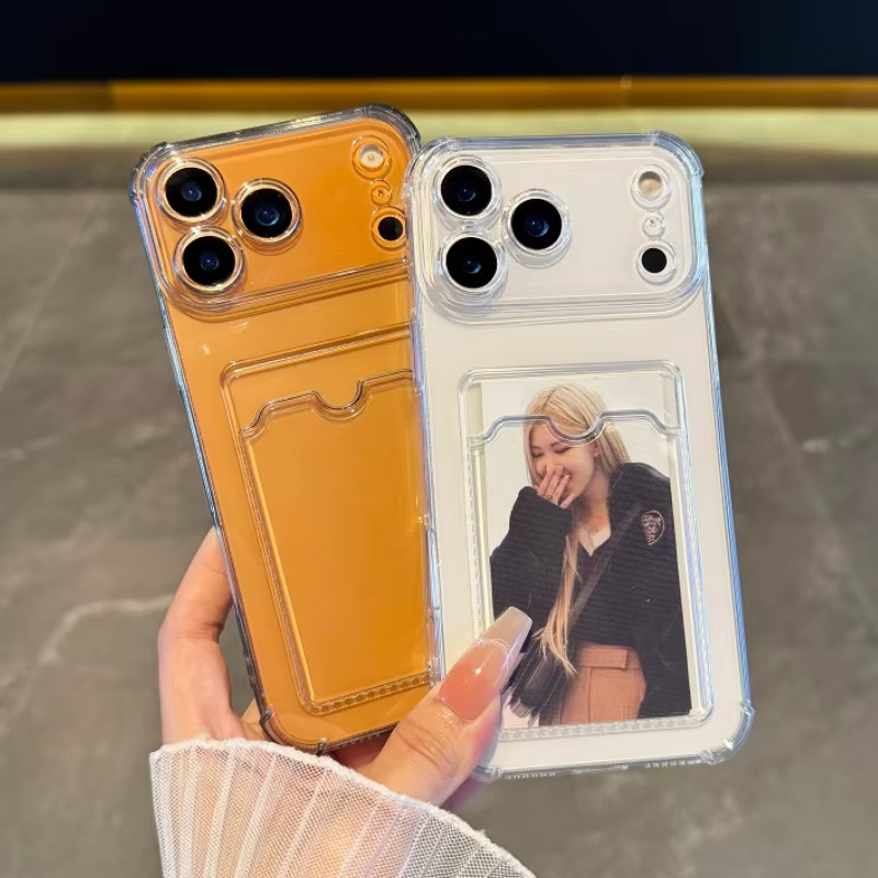 Camera Lens Protector - 透明カードスロットホルダーケース iPhone 14 Plus 15 13