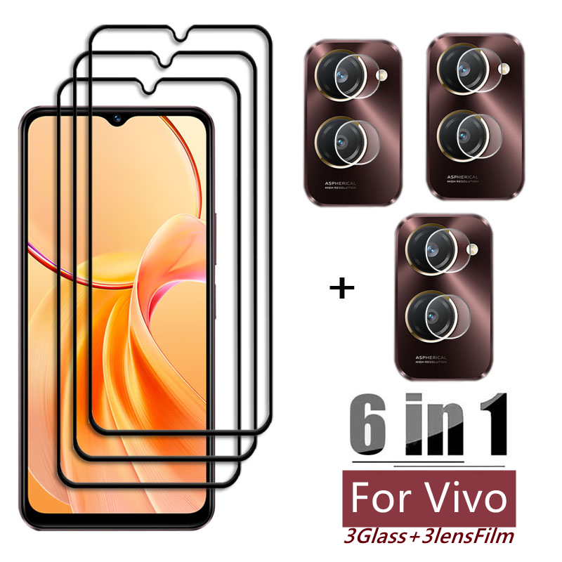 Vivo Y28 - 6in 1スクリーンプロテクター,カメラレンズ用HDスクリーンプロテクター,6in 1