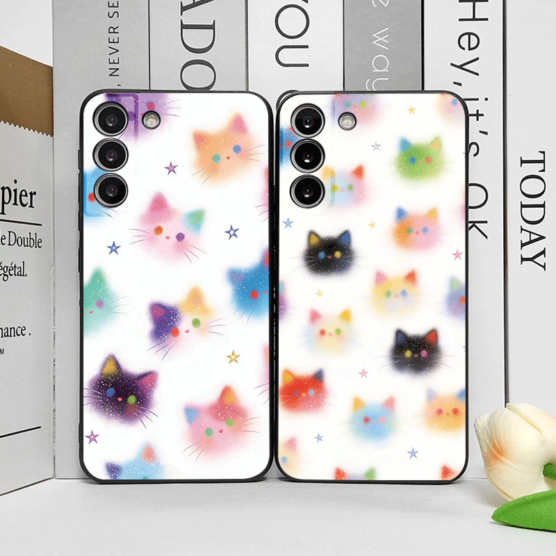 Huawei Mate 60 - 面白い落書きカラフルな猫の頭プリント入りスマホケース Huawei Nova 13 12 11