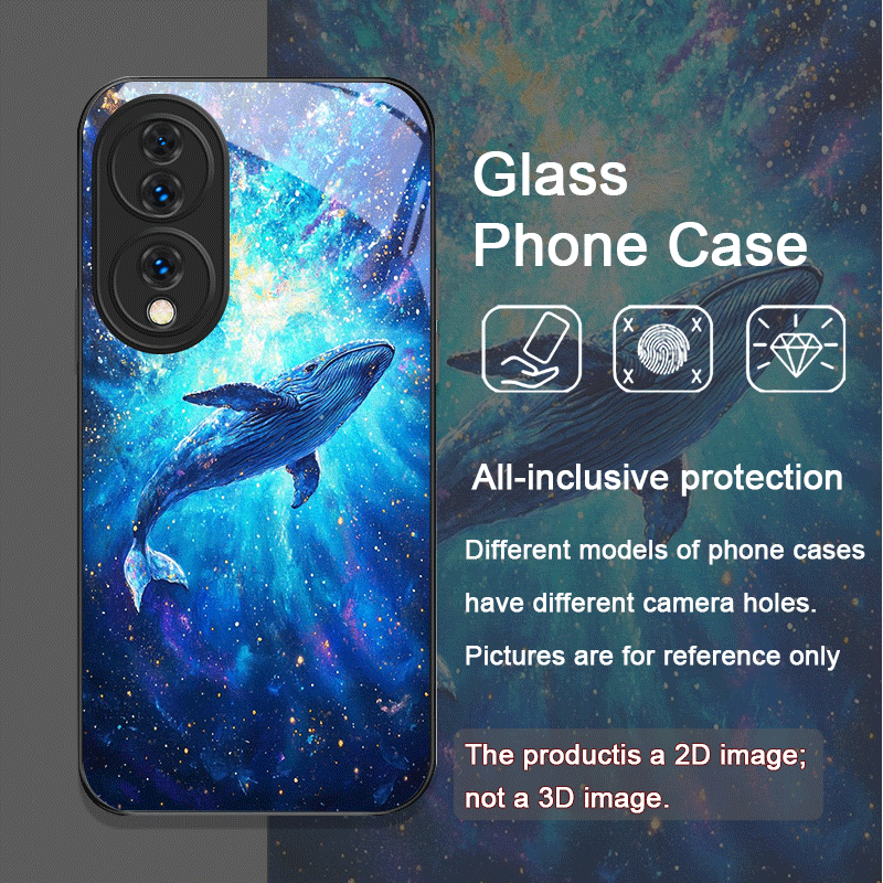 漫画風星空青いクジラプリント強化ガラス製スマホケース Hua - Huawei Mate 60 のレビューと価格