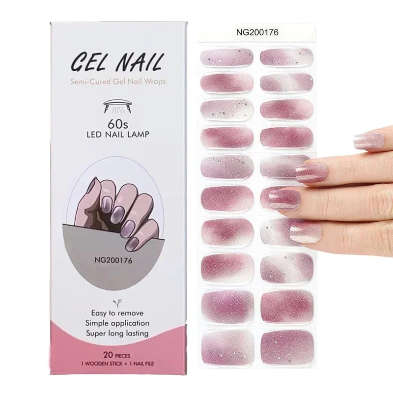 半透明の硬化ジェルネイルストリップ,防水パッチスライダー,長 - Full Cover Adhesive のレビューと価格