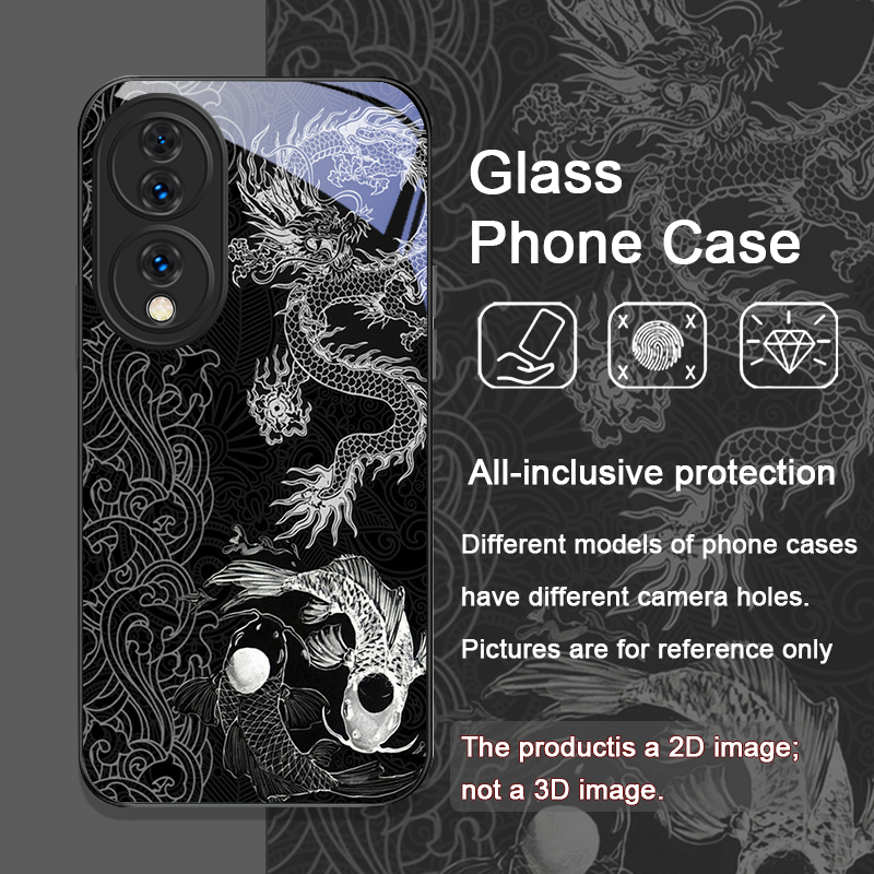 美的でクールな黒龍プリントの強化ガラス製スマホケース Hua - Huawei Mate 60 のレビューと価格